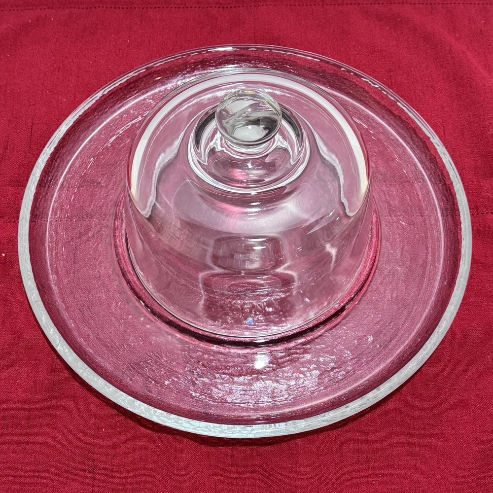 Indiana Glass Crystal Ice Heavy Cheese Dome 12" Cracker Charger Plate Appetizer